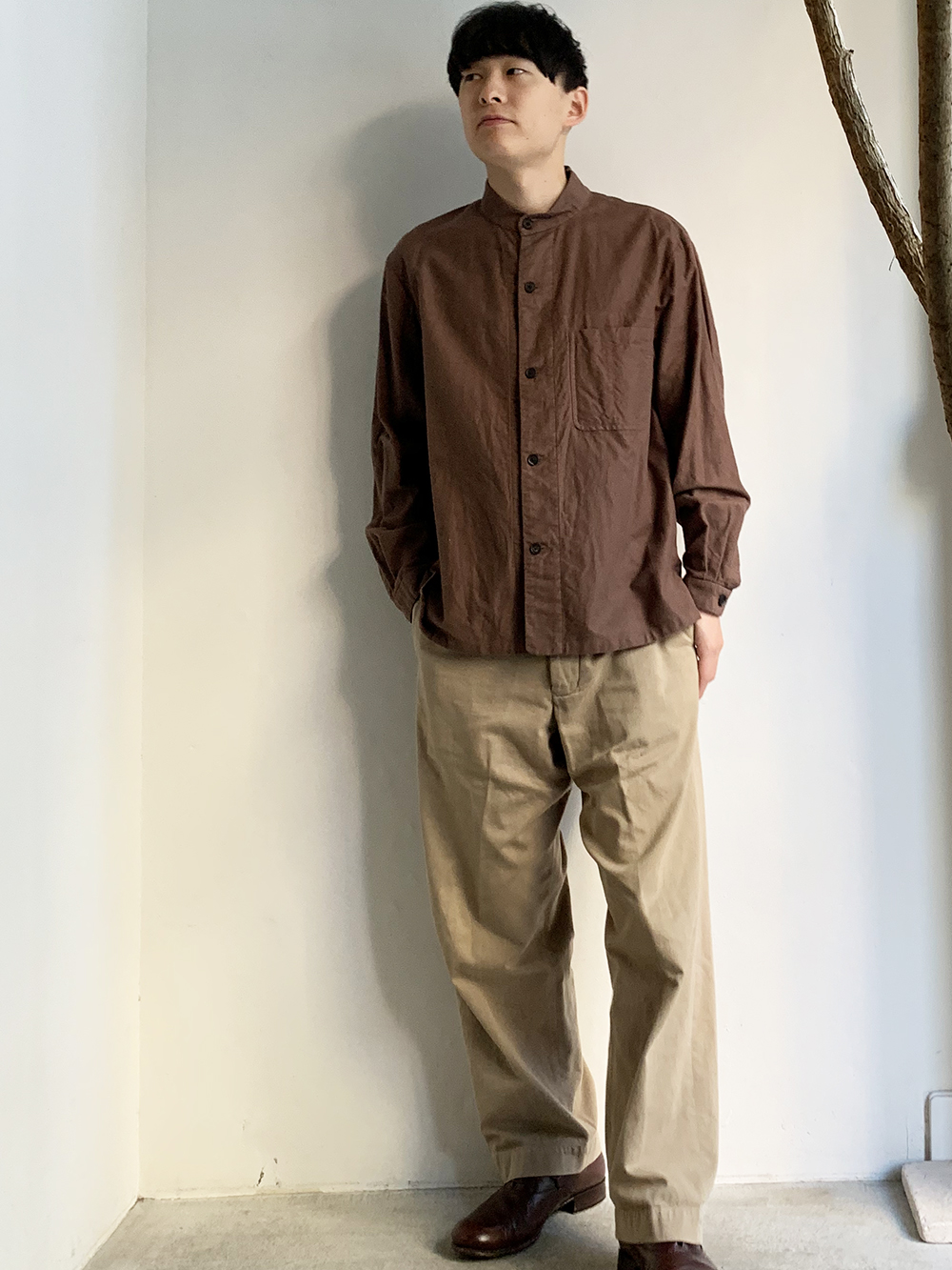 YAECA _ スタンドカラー ジャケット 49362 / Brown | R1