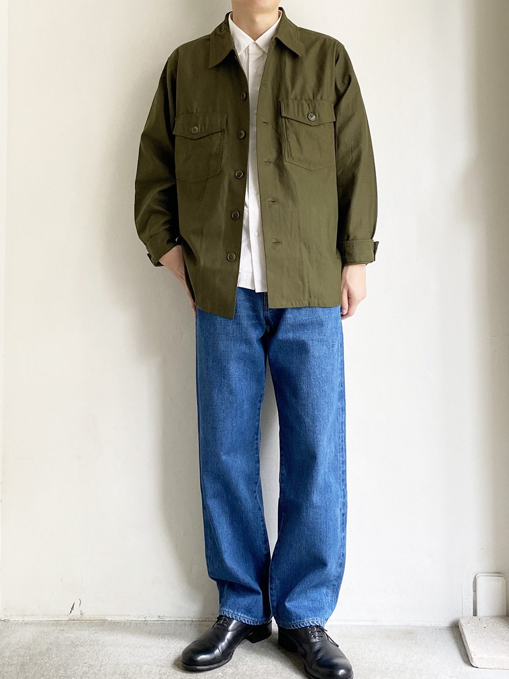 YAECA LIKE WEAR _ ベイカーシャツ23103 / Olive satin-36 | R1 YAECA LIKE WEAR _ ベイカーシャツ23103 / Olive satin-36 | R1