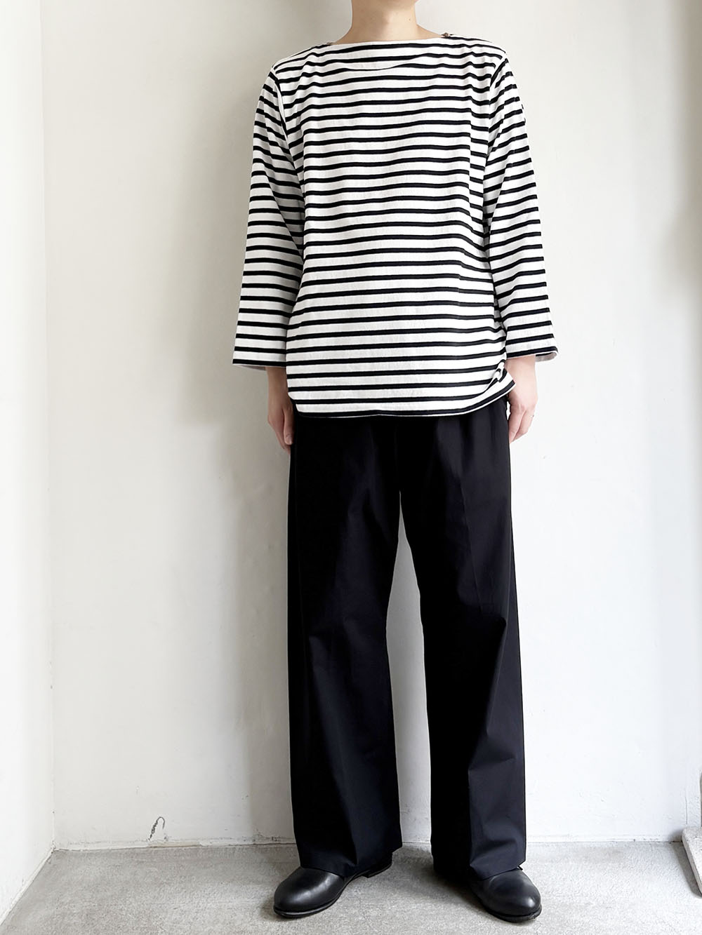 yaeca バスクシャツ YAECA ヤエカ】 BASQUE SHIRT / NAVY×OFF WHITE-ST- Avelia