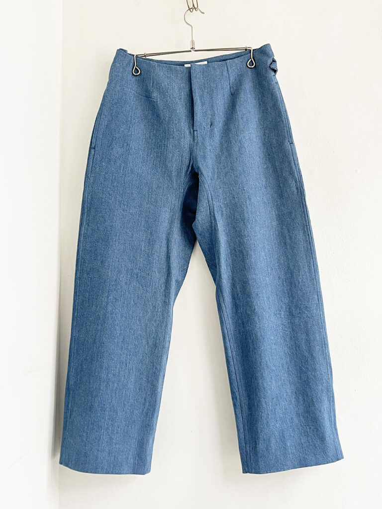 YAECA CONTEMPO_ Used Blue Denim Beltless Trousers / U.L-blue