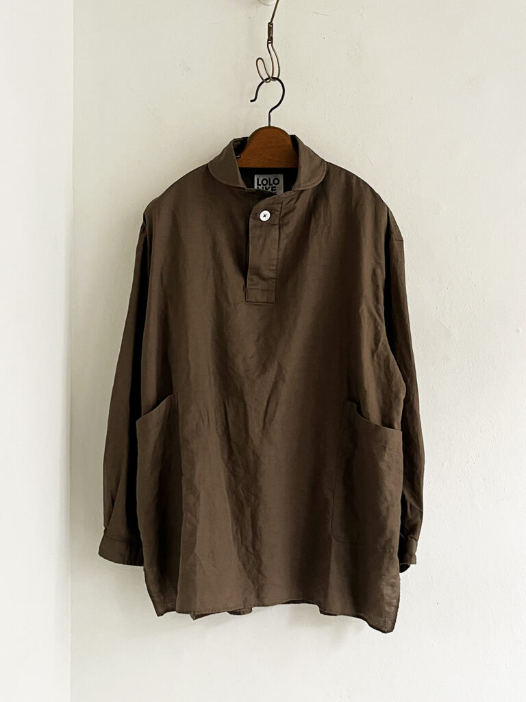 LOLO LIKE 綿麻 定番PO Bigシャツ / Brown