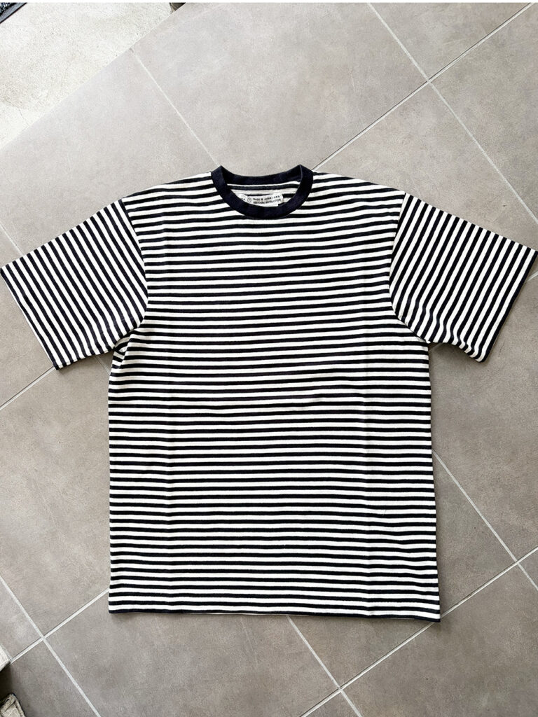 YAECA  T_ Slub Yarn  T-shirt women/ white×navy