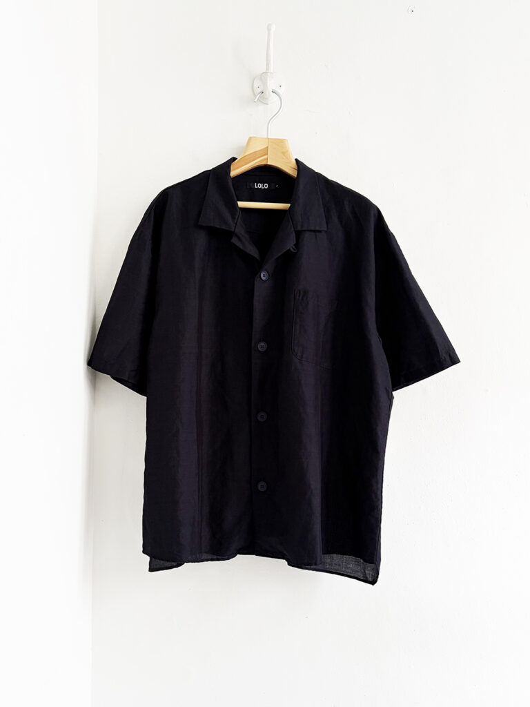 LOLO _ ステッチ無しオープンカラー半袖シャツ / Navy
