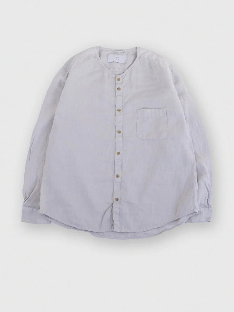MUYA _ Linen nerd shirts no collar / L.gray