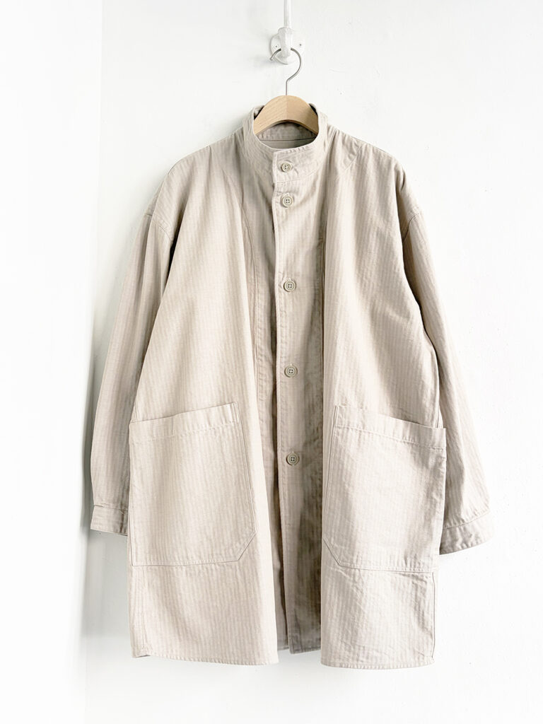 LOLO LIKE _ ヘリンボンハイカラーBig Shirts-JK / Beige