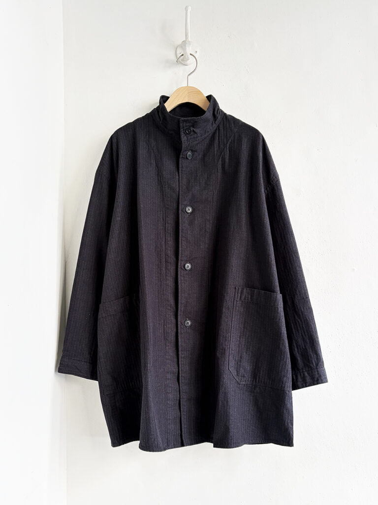 LOLO LIKE _ ヘリンボンハイカラーBig Shirts-JK / Black